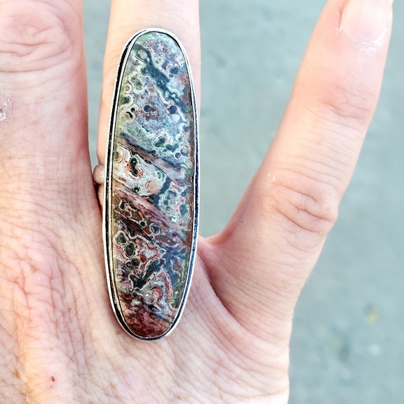 New Leopard Skin Jasper 925 Silver Statement Ring. - Picture 9 of 16